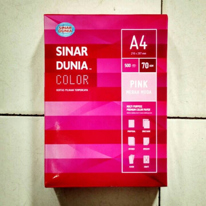 

:>:>:>:>] Sinar Dunia / SiDu Kertas HVS Pink - Merah Muda A4 70 gsm 210 x 297 mm