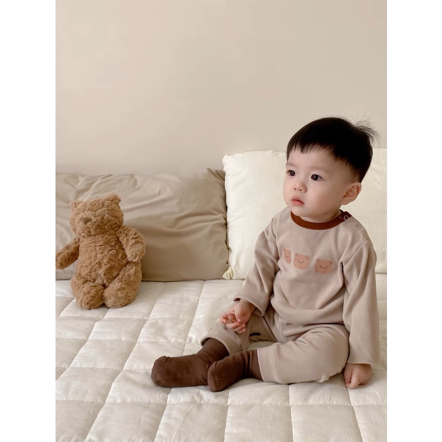 READY - setelan anak lucu unisex motif 3 BEAR / setelan panjang keren import