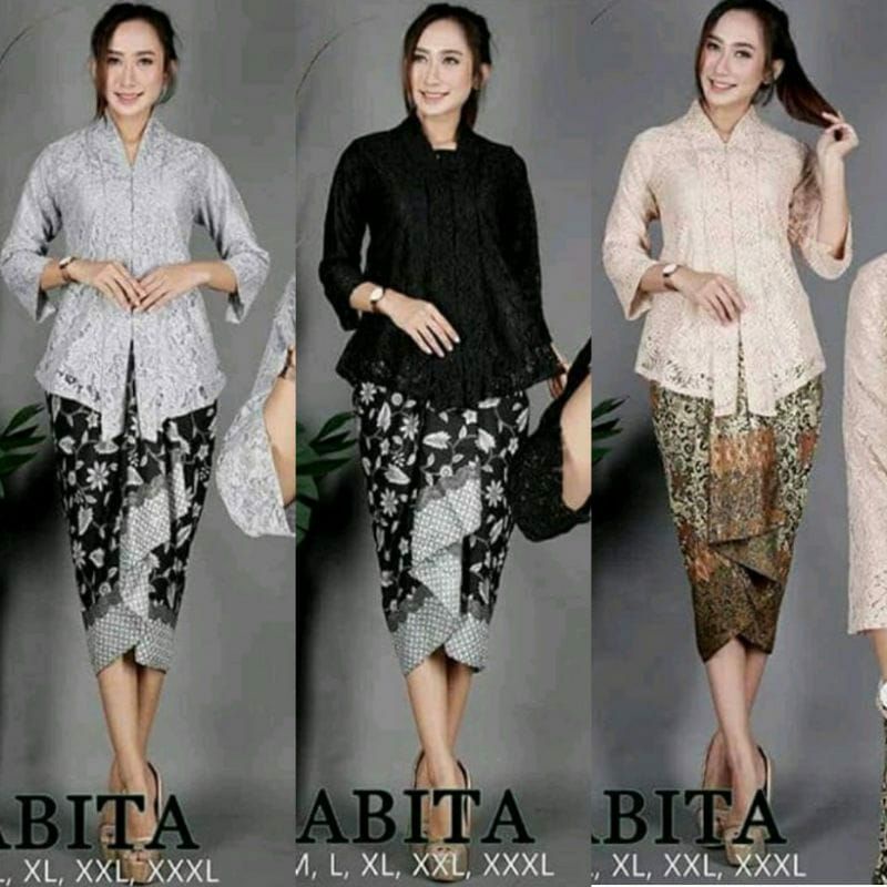 Jual Stelan Kebaya Brokat Floy Rok Lilit Kebaya Lengan Pendek Brokat Set Shopee Indonesia