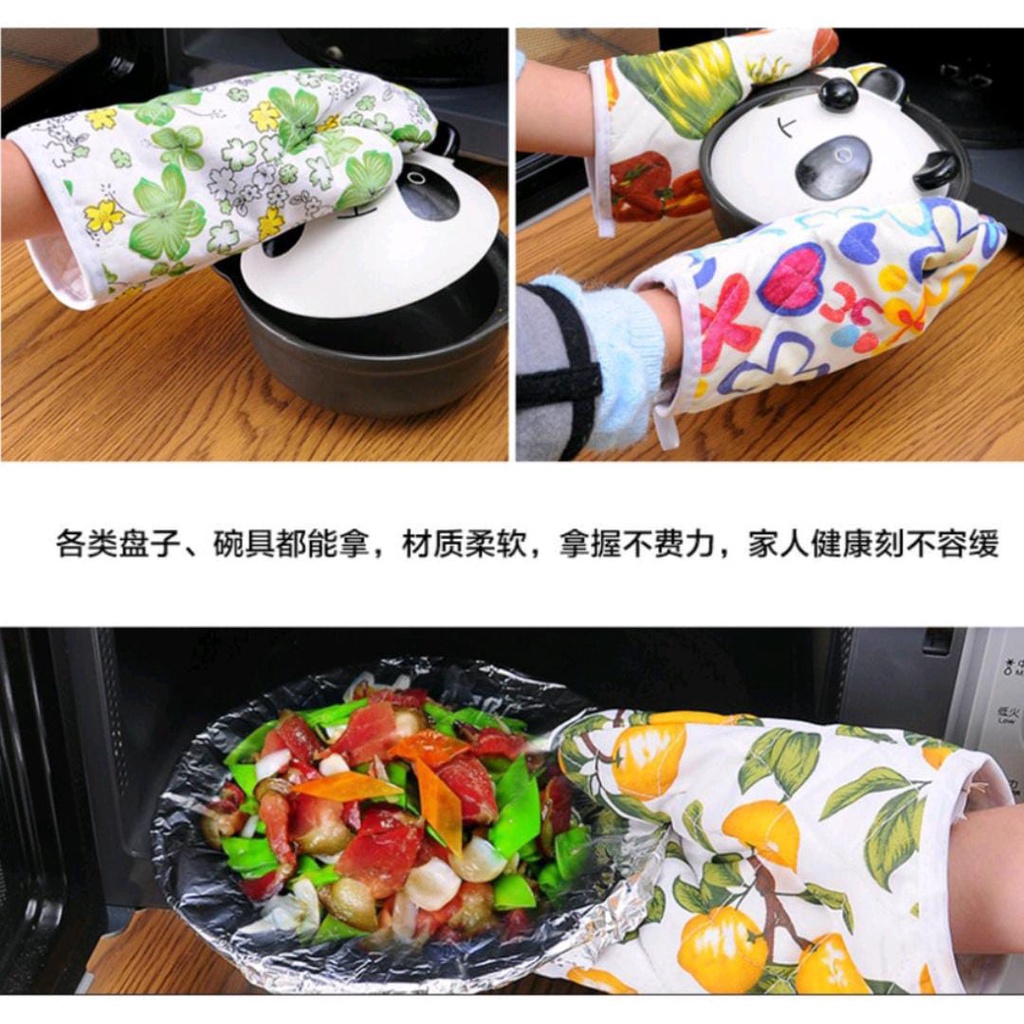 Sarung Tangan Oven Anti Panas Pelindung Tangan Memasak Motif Anti Kitchen Gloves Heat Microwave