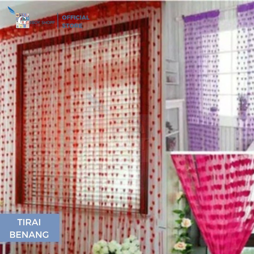 Tirai Benang / Tirai Pintu / Tirai Rumbai Motif Love Tebal