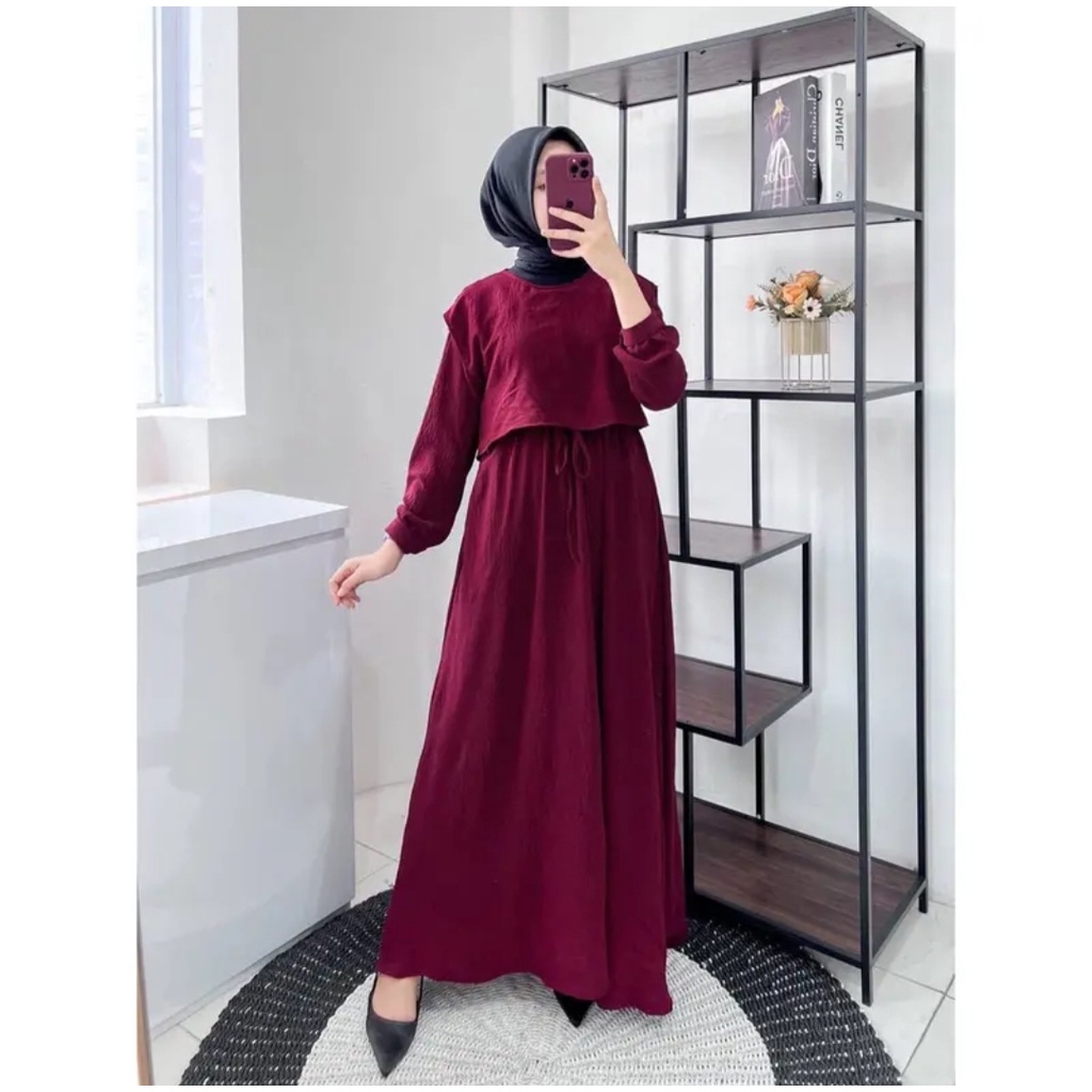 LESYA Gamis maxi dress /Gamis remaja crinkle airflow premium