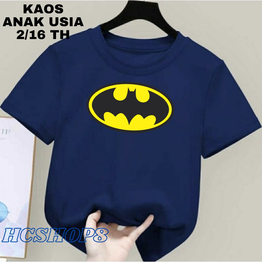 Kaos Anak Gambar Batman Ideal Laki Laki Perempuan Usia 2-16th Unisex Cowok Cewek