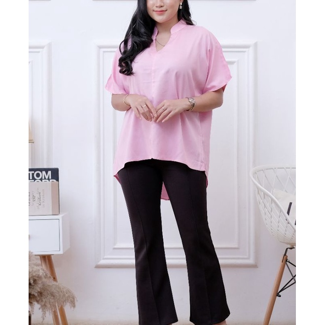 dwis top - blus wanita casual rayon twill impor