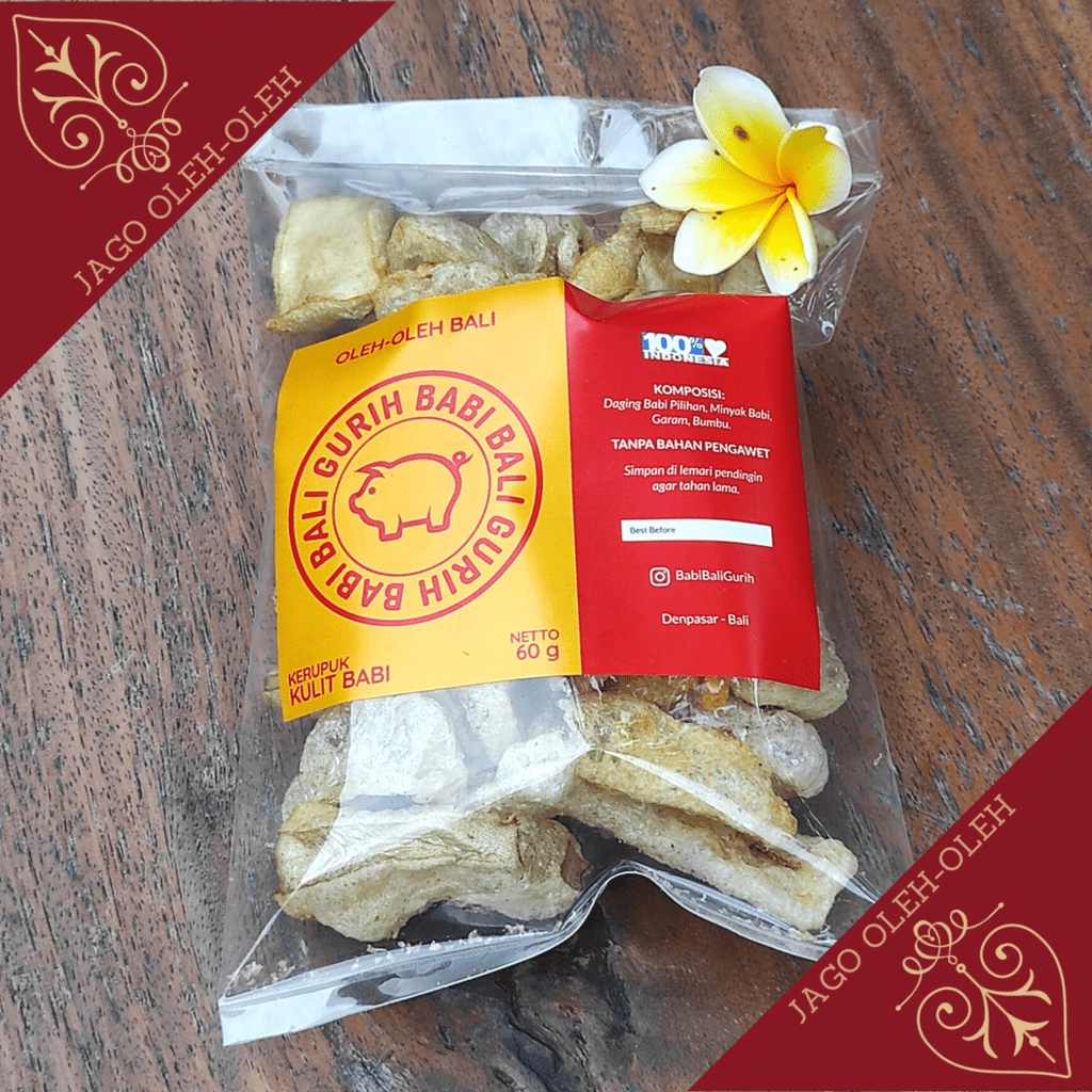 Kerupuk Rambak Babi Bali Gurih Kulit dan Samcam 60gr - oleh-oleh cemilan enak asli Bali