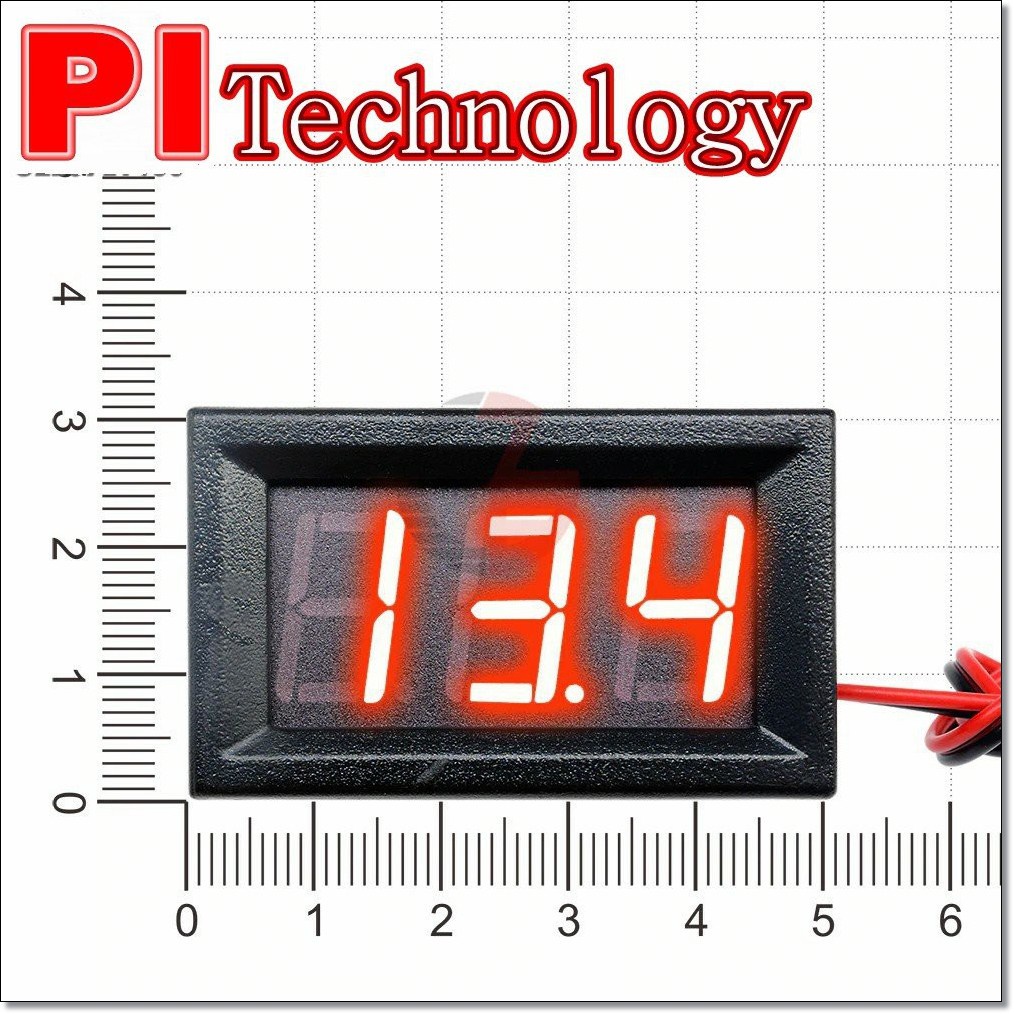 Voltmeter Digital Dengan Frame 4.5v - 30V DC Dua Kabel Led Merah