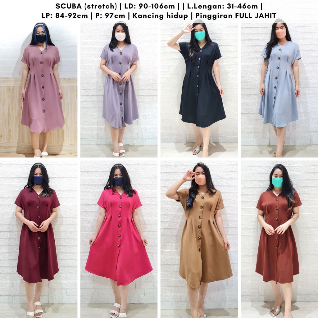 3890 marie button dress bumil dress busui dress natal scuba