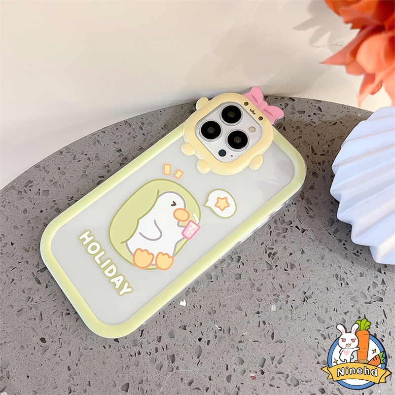 IPHONE Casing Kompatibel Untuk Iphone14 13 12 11 Pro Max X Xr Xs Max7 8 6 6s Plus Se2020Sarung Telepon Bebek Lucu Lensa Monster Kecil Shockproof Bening Silikon Soft Case Cover Pelindung