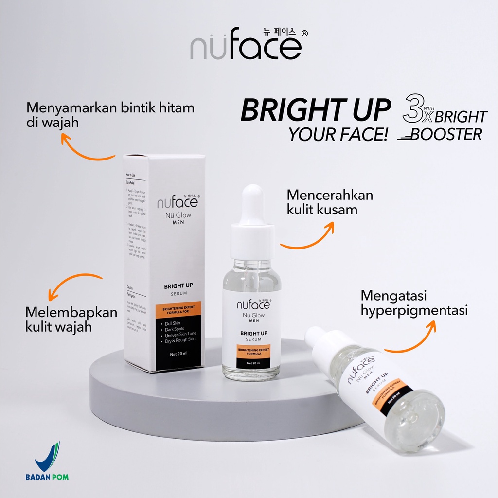 Nuface Nu Glow Men Face Wash Serum Series Bright Up Acne Care 20ML 100ML / Sabun Wajah Serum Pria Mencerahkan Melembabkan Berminyak Berjerawat