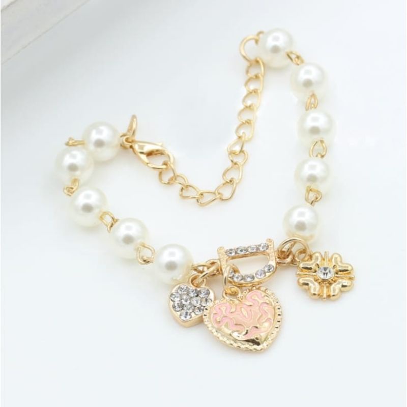 Bundara.id Acc-047 Aksesoris cantik Gelang mutiara love permata D