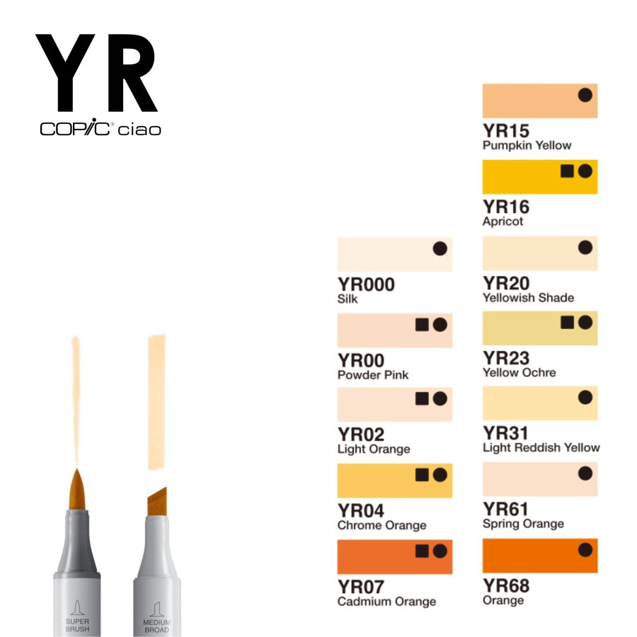 Copic Ciao Marker YR (Yellow Red) Series CCM/YR - Satuan