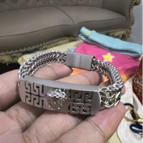 gelang tangan titanium magnet panjang 21 cm buat cowok keren