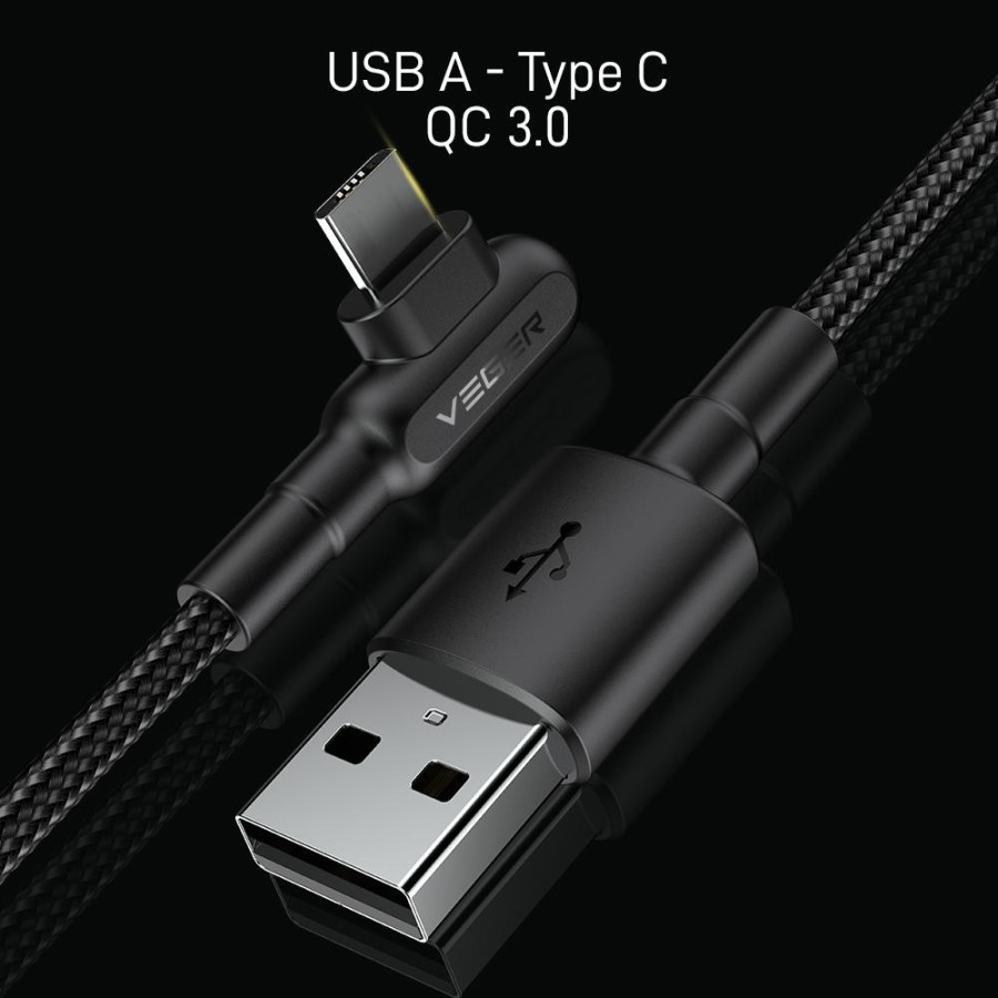 VEGER Kabel Data Cable VP-20 USB Type C QC 3.0 Gaming Fast Charging