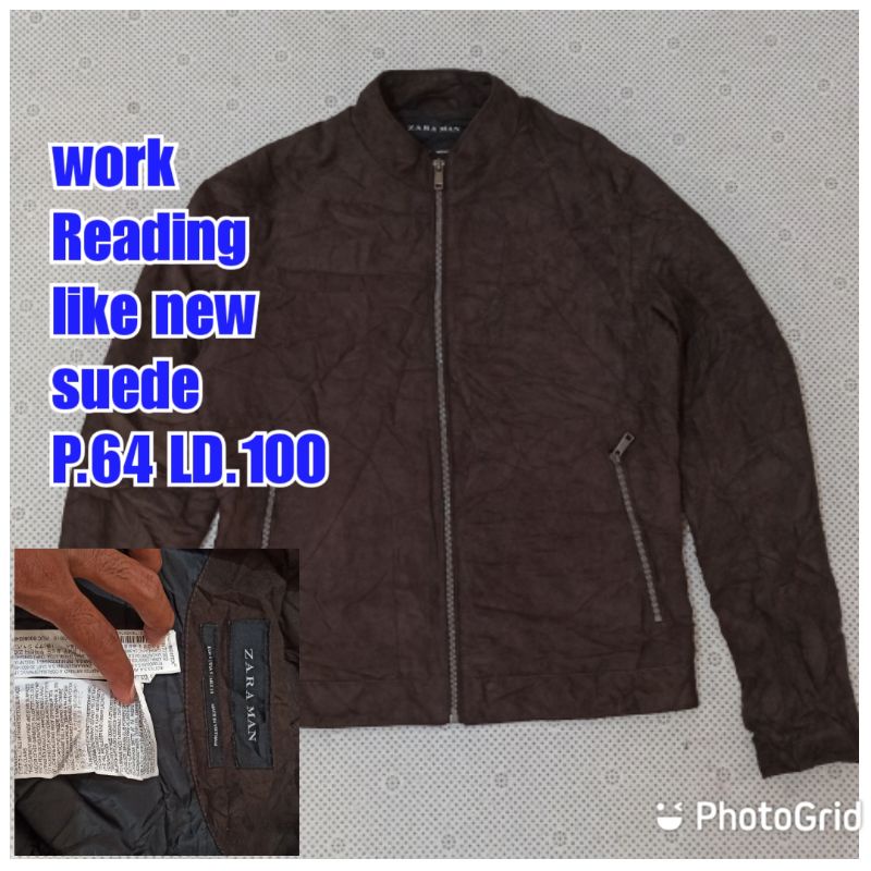 jaket work kerja casual Reading motor biker zara man suede