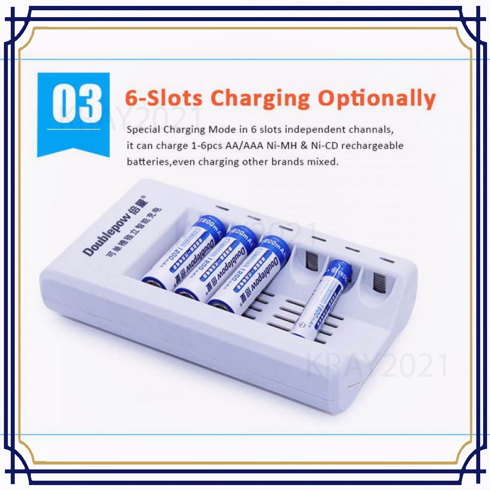 Charger Baterai 6 Slot Rapid Charger AA/AAA Ni-Mh Ni-Cd - DP-K206