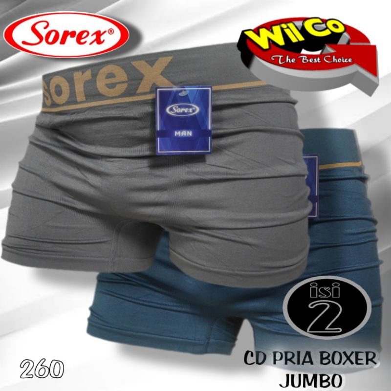 K260D - (DIJUAL PER 2 Pcs) CELANA DALAM PRIA CD BOXER JUMBO PAKAIAN DALAM SEAMLESS SOREX  BB 75 - 100