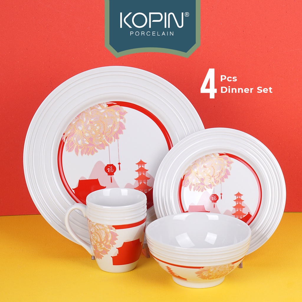 Dinner Set Keramik Porcelain ISI 4 PCS Model IMLEK 6 Tahun 2023 | KOPIN