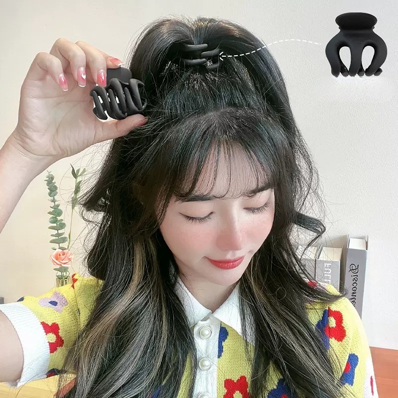 [Harga Grosir] Gadis Manis Aksesoris Rambut Hias Akrilik Mini Wanita Rambut Pin Vintage Tinggi Ponytail Grab Clip Warna Solid Ponytail Kepang Tetap Klip