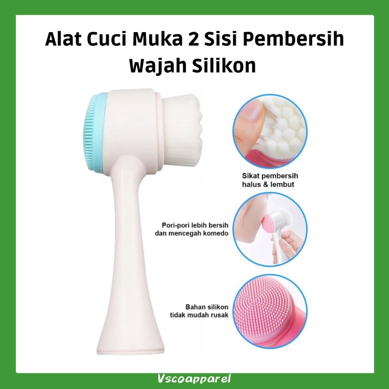 Silikon Brush Alat Pembersih Wajah 3D Sikat Pijat 2 Sisi