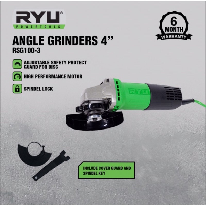Mesin Gerinda Tangan Tekiro Ryu 4" Disc Angle Grinder Gerinda Ryu Gurinda RYU RSG 100-3 RSG100-3
