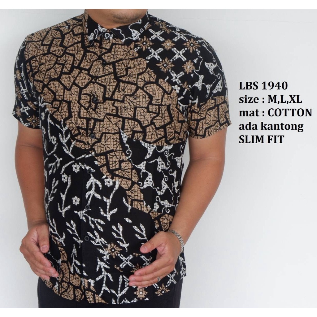 Baju Batik Pria Slimfit Kemeja Lengan Pendek Slim Fit LBS 1940