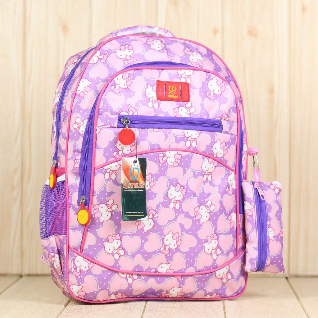 Tas Ransel Anak Perempuan Cantik Gendong Tk Karakter Hello Kitty Backpack Lucu Tas Ungu Fashion Anak Bagus Tebal Sekolah Sd Free Tempat Pensil Raincover