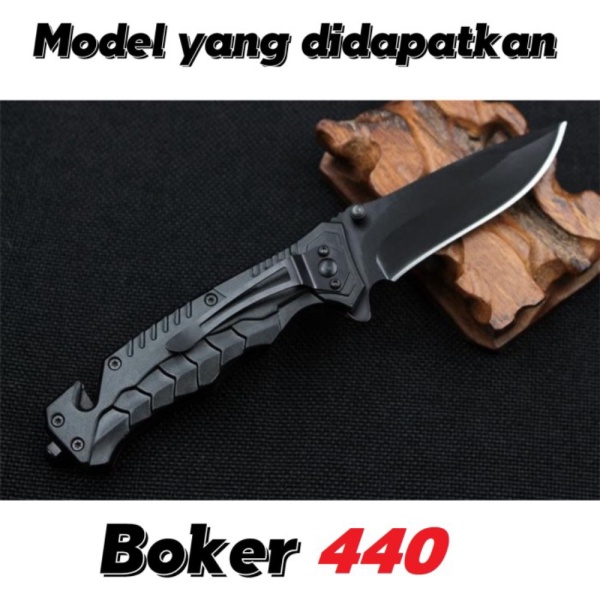 Pisau Stainless Boker Travel 56HRC Lipat Jual Camping 440 Diskon