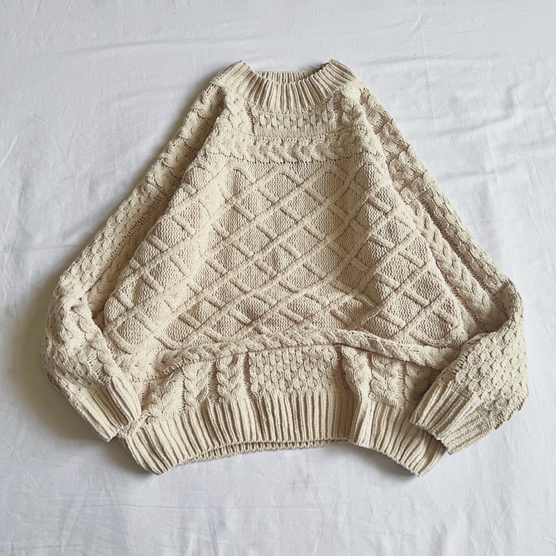 Beige Azul Velvet Knitted Sweater