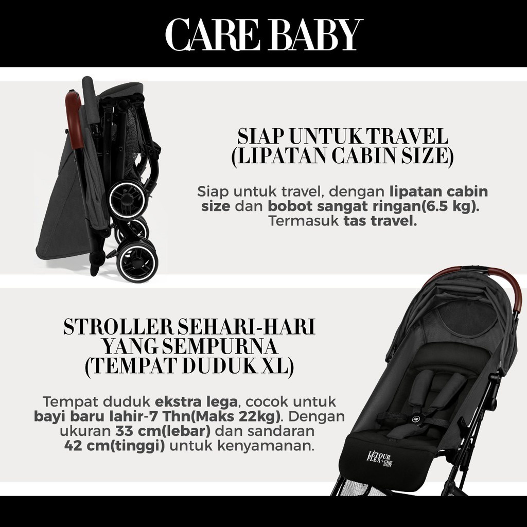 Care Baby Stroller CBS2001 Letour Flex - Cabin Size