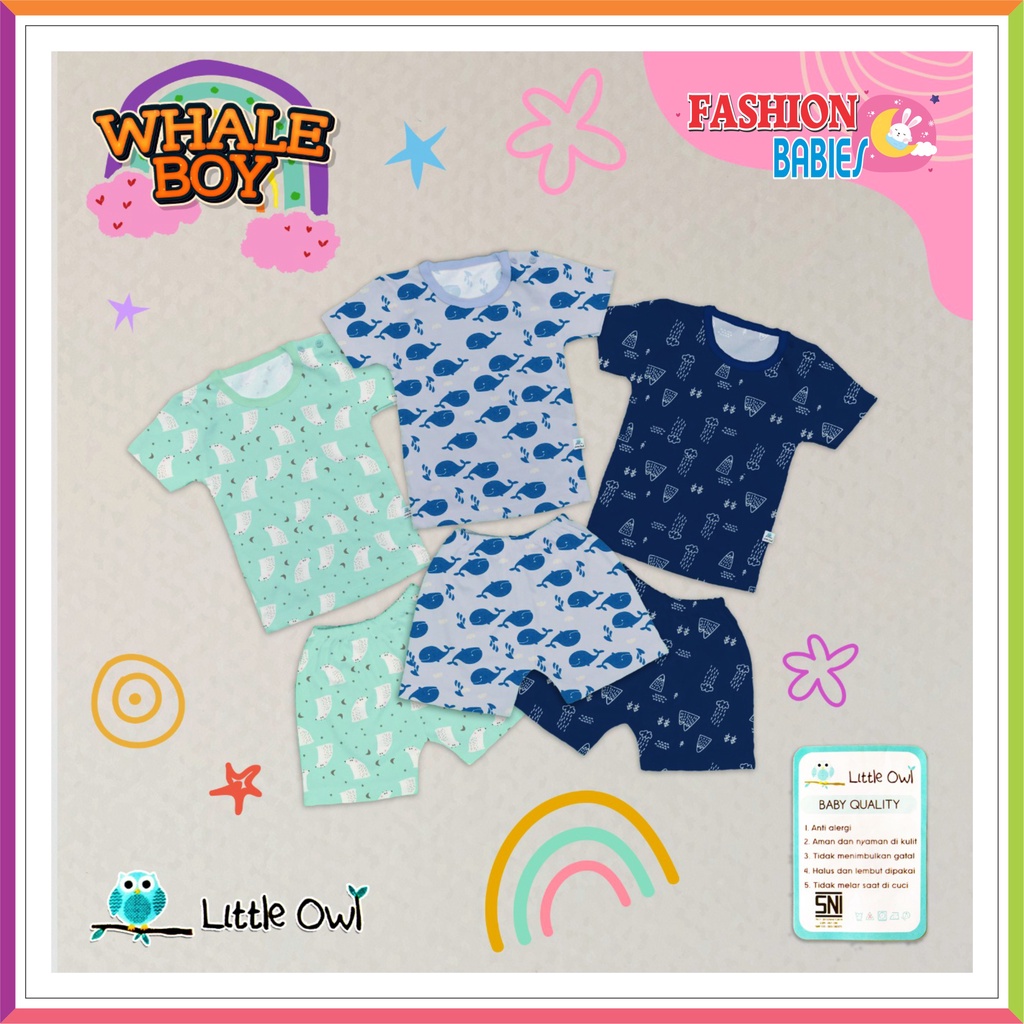 LITTLE OWL - BABY SET | SETELAN BAYI OBLONG PENDEK MIRIP VELVET ❤ Fashionbabies ❤