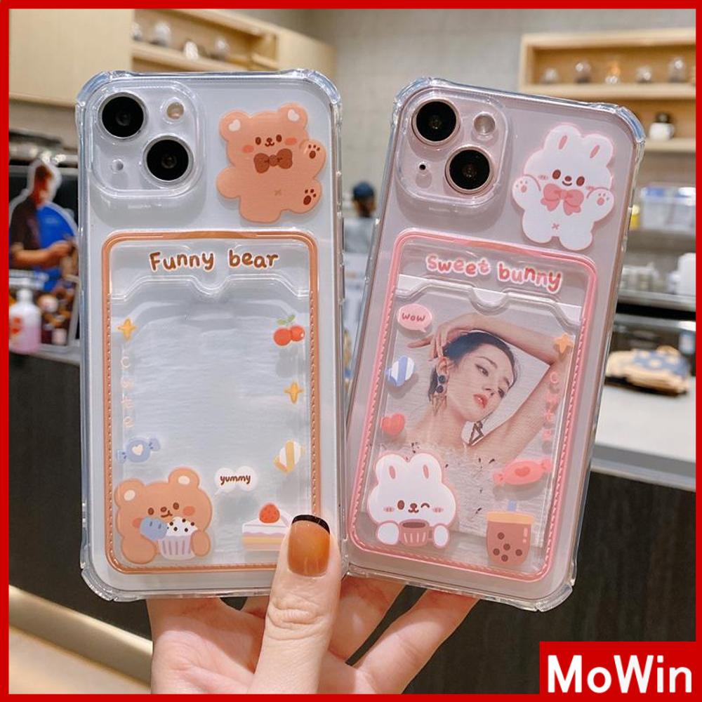 For iPhone 14 Pro Max iPhone Case Card Holder Card Storage Clear Case TPU Soft Case Shockproof Cover Camera Cute Bear Compatible with iPhone 11 12 13 Pro Max 7Plus XR XS MAX 7 8