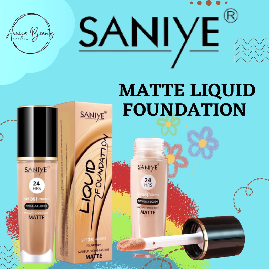 [ 100% ORIGINAL &amp; READY ]BPOM SANIYE R6012 MATTE LIQUID FOUNDATION 24 HOURS LONG - LASTING SPF 35 4 COLORS MATTE