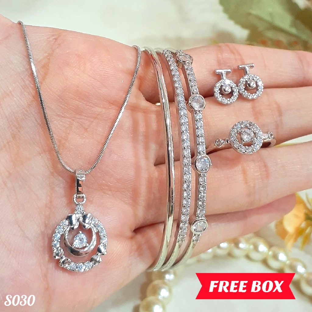 PGX Set Perhiasan Xuping Cincin Gelang Kalung Anting Lapis Emas - S030