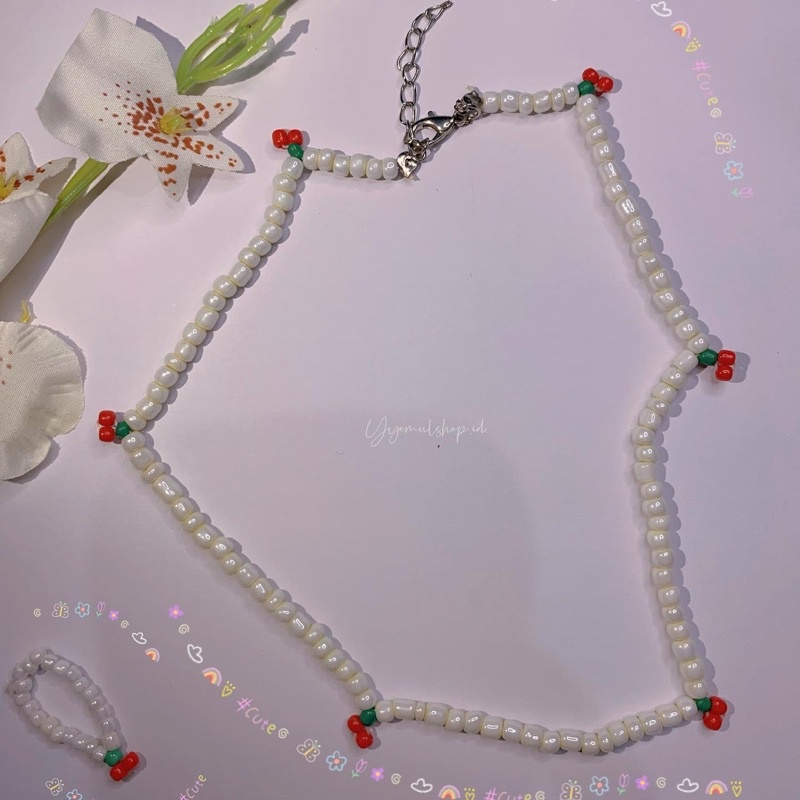 Beads Necklace Cherry | Beads Bracelet cherry | Cherry Set