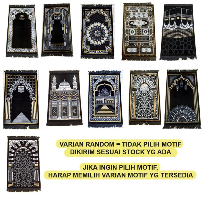 Sajadah Eceran Sajadah Turki Black Hitam Kiswah Motif Hajar Aswad - tahlilan - GROSIR/Random(O7C4) S