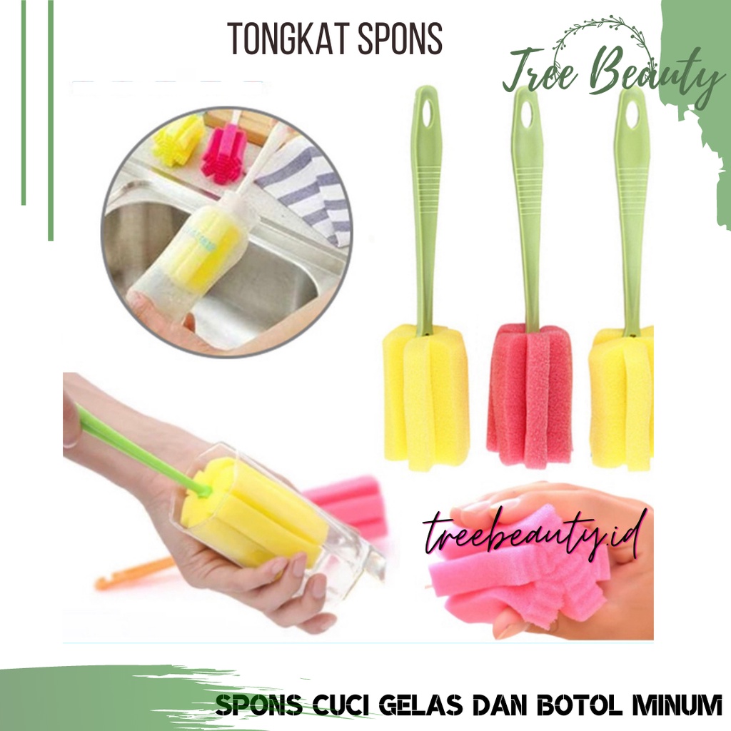 Spons Tongkat Pembersih Botol Minum / Sikat Busa Pembersih Dot Susu Bayi / Cleaner Sponge Stick Sikat Spon Pencuci Gelas Serbaguna