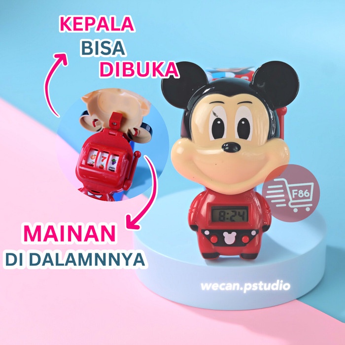 Jam Tangan Anak Pencet + Bonus Mainan Spin Banyak Karakter Cowo Mickey