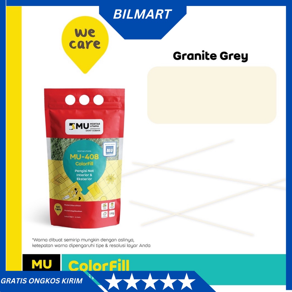 Pengisi Nat Keramik Mu-408 Colorfill Mortar Utama Semen Nat Keramik-Granit Grey