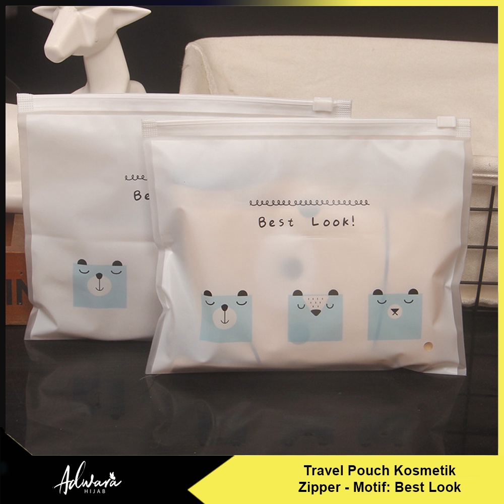 Tas Kosmetik Travel Pouch Zipper Best Look / Tempat Penyimpanan Make Up Serbaguna