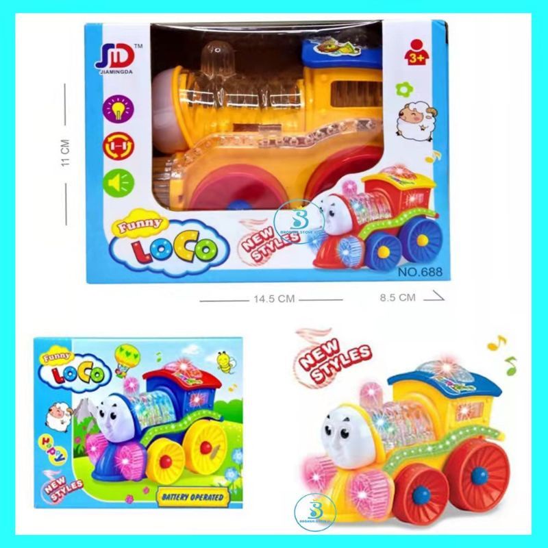 Mainan Funny Thomas Anak Laki-laki  dan Perempuan Kereta Thomas Lampu Bump and Go