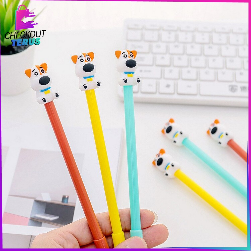 CT A47 Pulpen Gel Karakter Puppy Lucu 0.5mm Motif Polos Alat Tulis Pena Cair Doggie Perlengkapan Sekolah Korean Style Import