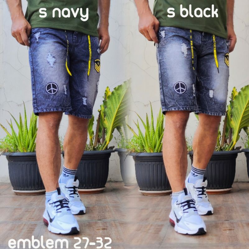 Celana Pria Jeans Pendek Sobek Ripped Snow
