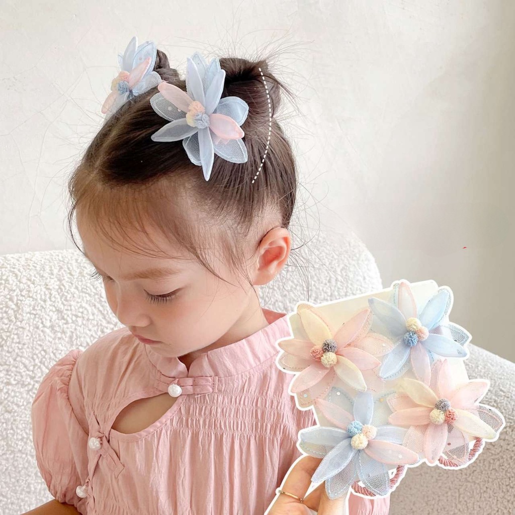 (Hello Girl)F188 Ikat Rambut/Jepitan Anak Cantik Motif Bunga Gaya Korea Import