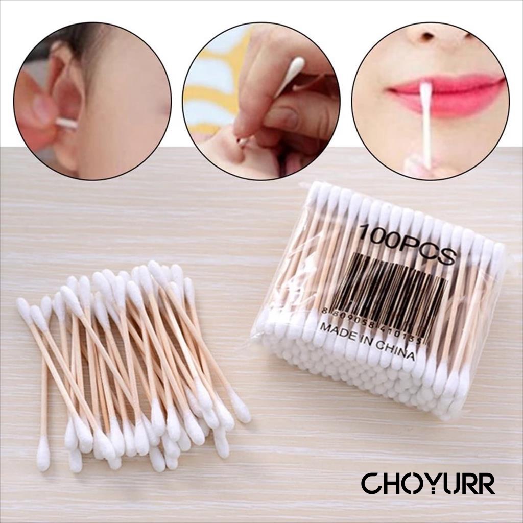 【COD】100 Pcs Cotton Buds Bambu / Cotton Swab Bamboo / Cotton SWab Double Headed Cotton Swab Bongkar Kapas Murah-CH