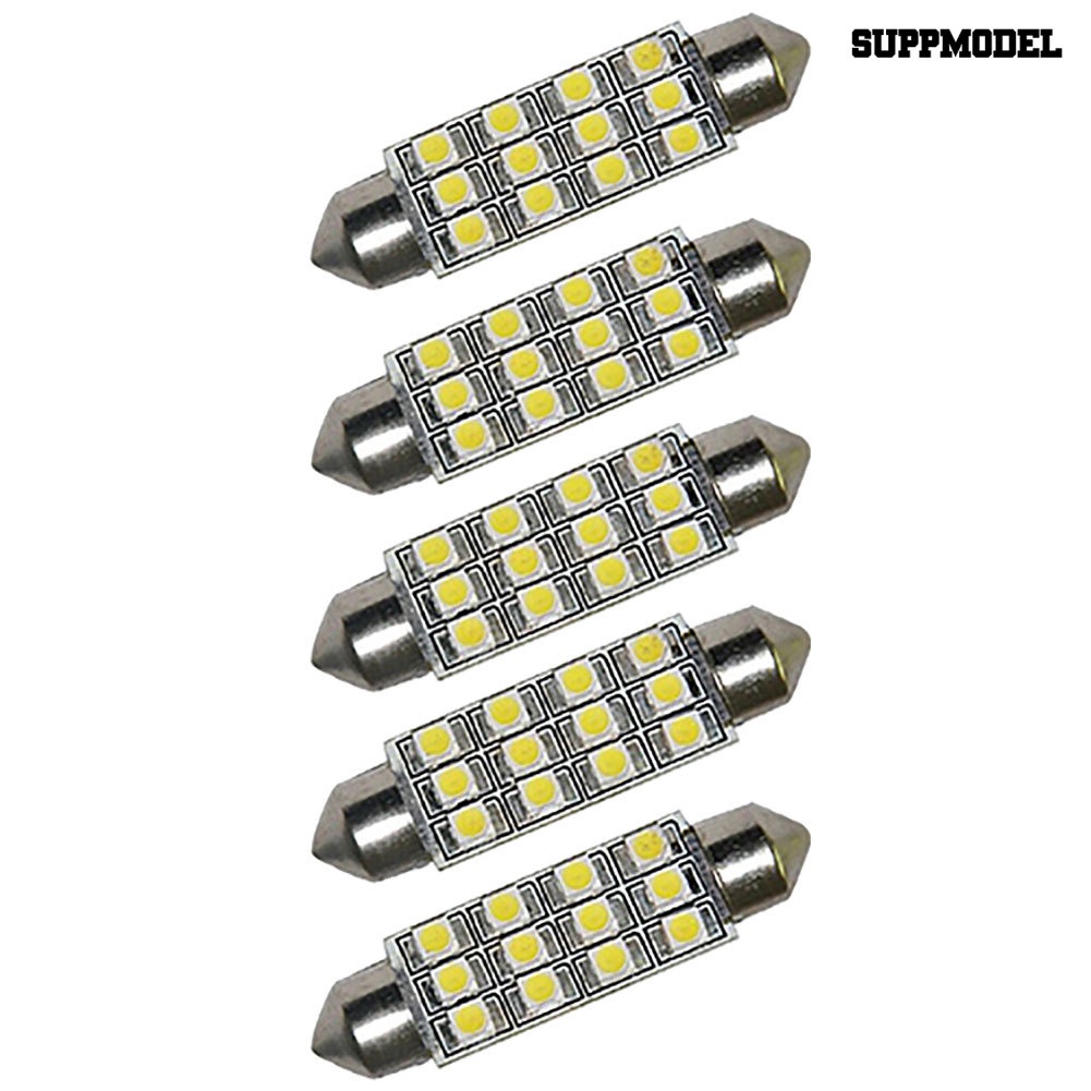 [SM] 2pcs Car Dome 12 3528-SMD LED Bulb Light Interior Lampu Hias 42mm Putih
