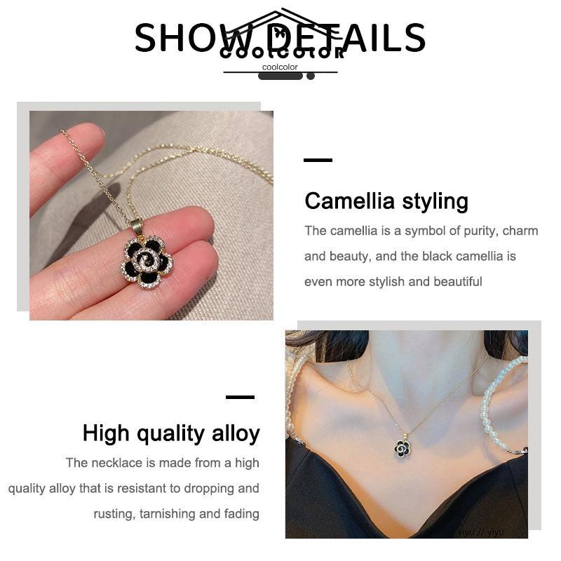COD❤️Kalung Wanita Gaya Korea Makna Desain Camellia Liontin Rantai Selangka Untuk Perhiasan Wanita- cl