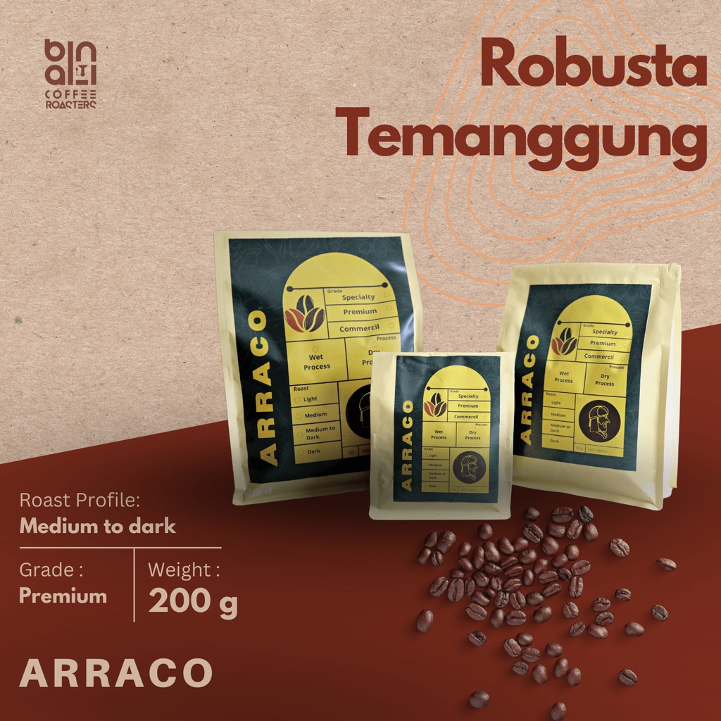 

ARRACO KOPI - Robusta Temanggung 200GR Biji / Bubuk | Natural - Medium To Dark