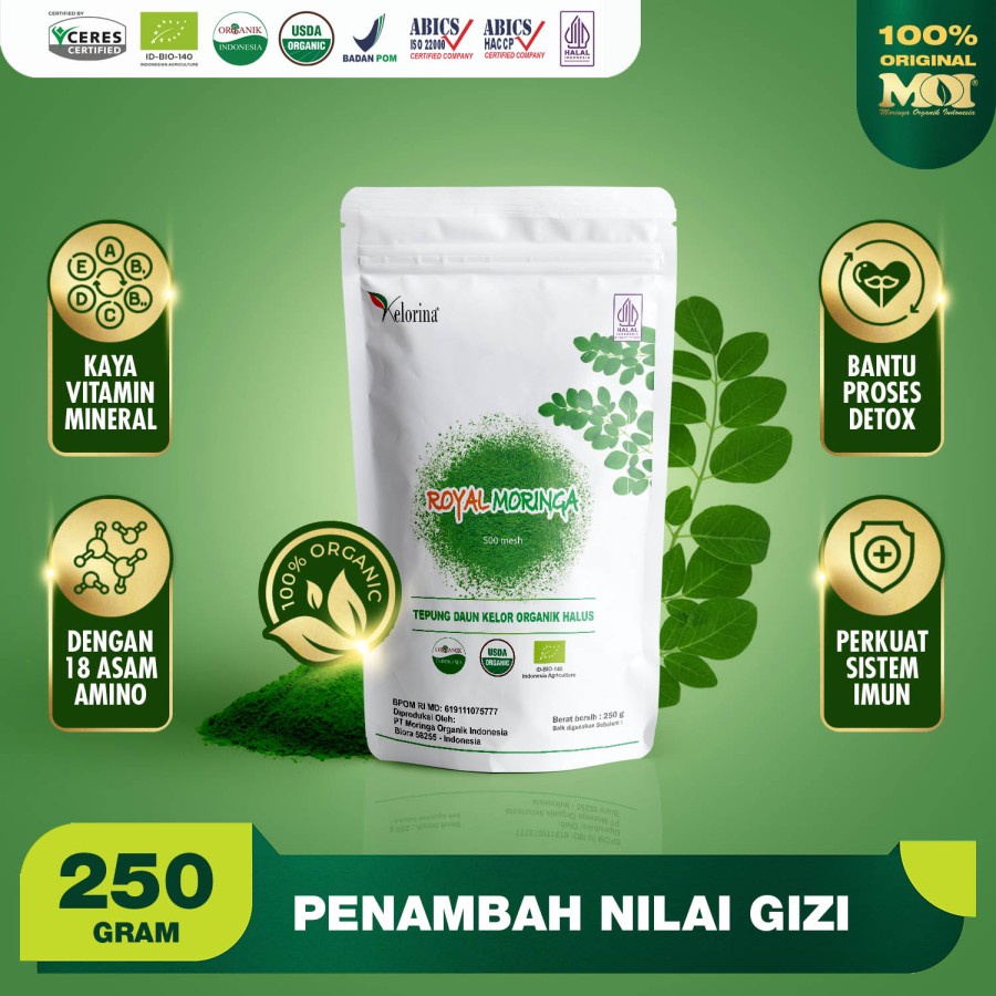 

KELORINA - Serbuk Daun Kelor 100 dan 250 gram Royal Moringa Powder 250 Gram Daun Kelor Premium Bubuk Kelor Kelorina MOI Keloreena Original Ori 100% Kapsul