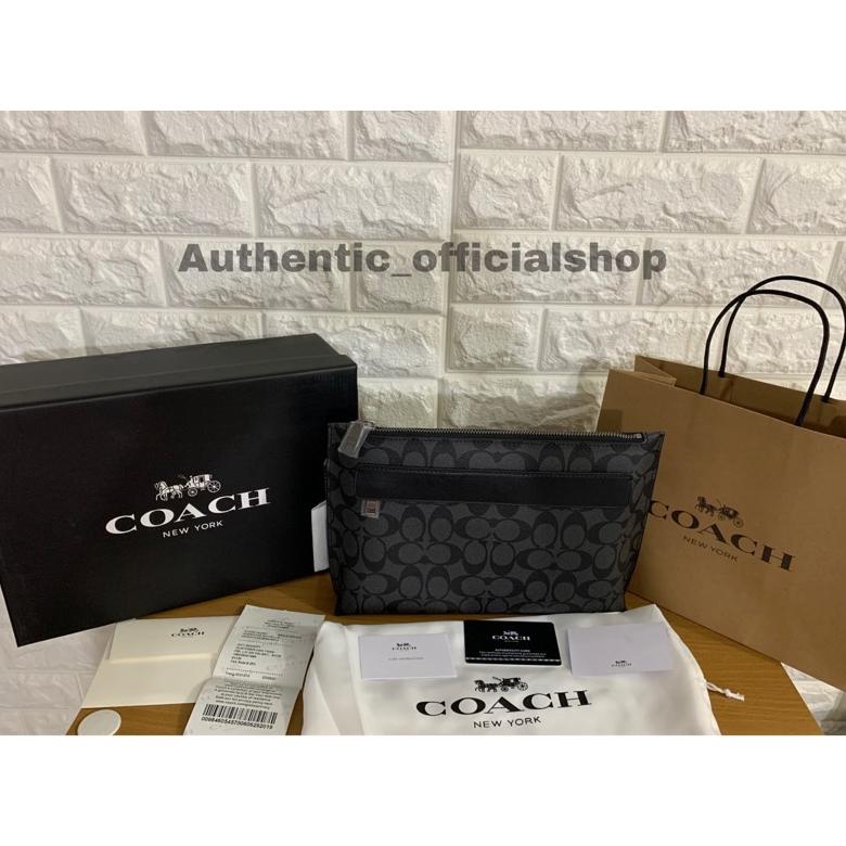 Terbaru Tas Clutch Coach Pria Signature Black Original 100% Authentic Bs02
