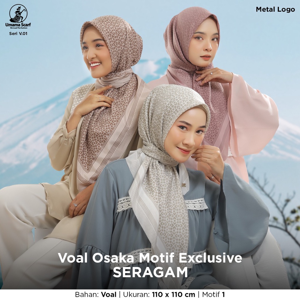 Hijab Voal Osaka Motif LC Metal Logo Original By Umama Scarf